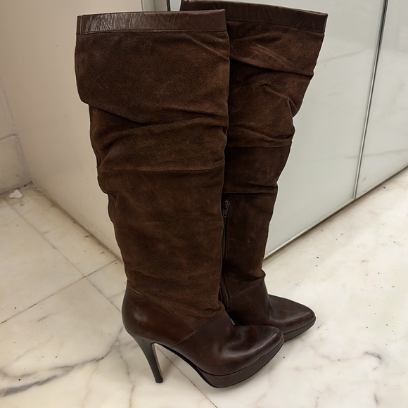 Pure Suede leather Chocolate Brown Knee high Boots in great condition! Size UK 4 - Picture 15 of 17